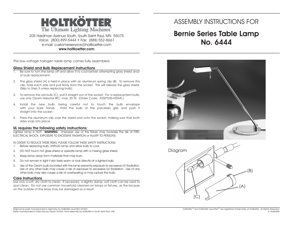 Holtkoetter 6444 User Manual | 2 pages