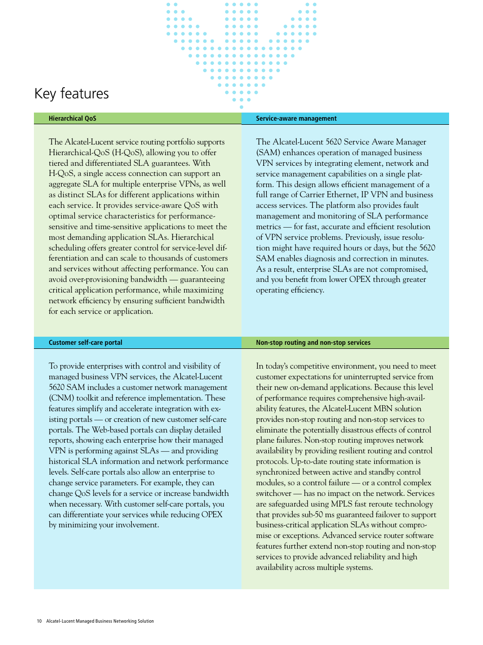 Key features | Alcatel-Lucent Managed Business Network User Manual | Page 10 / 20