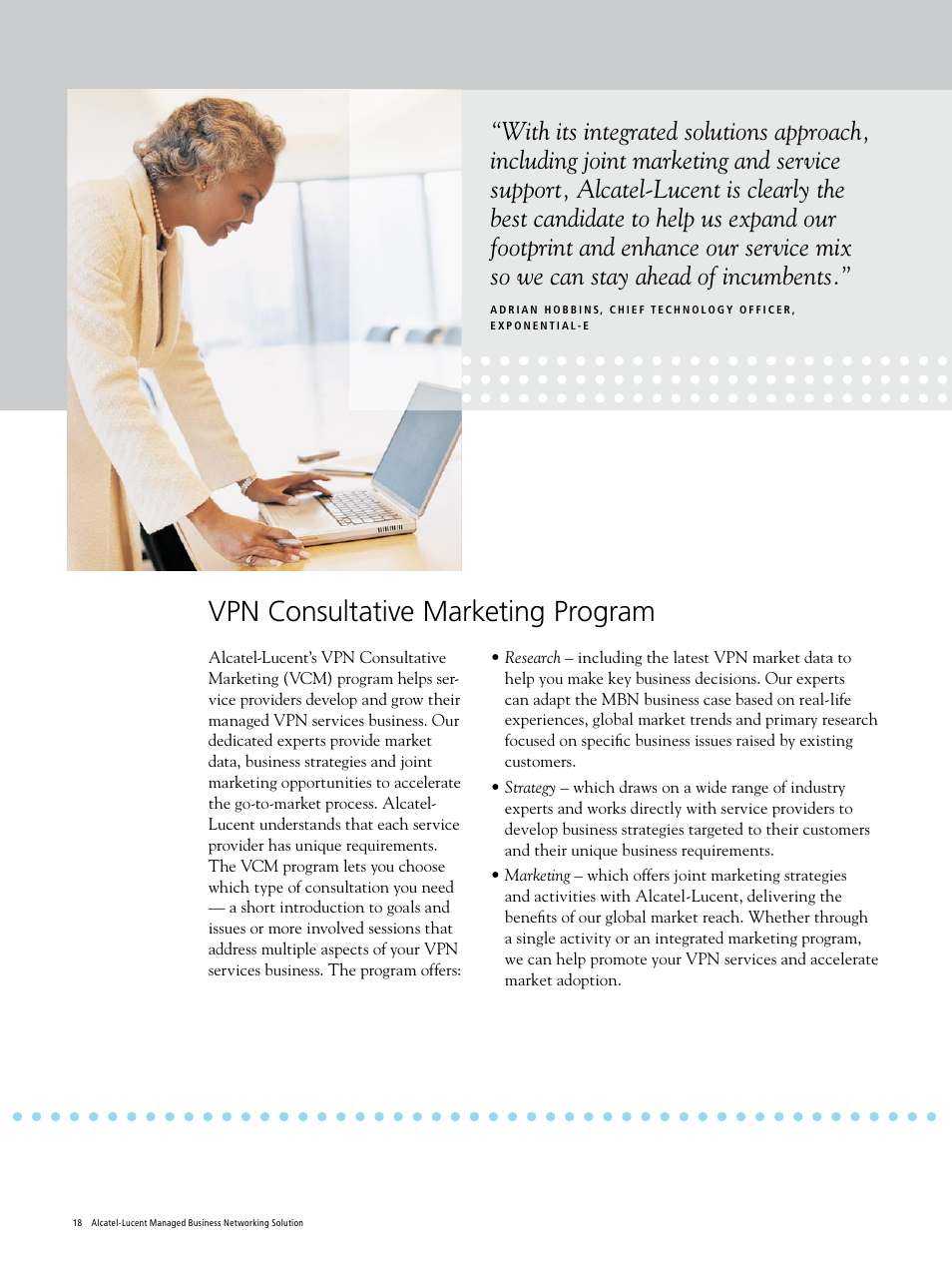 Vpn consultative marketing program | Alcatel-Lucent Managed Business Network User Manual | Page 18 / 20