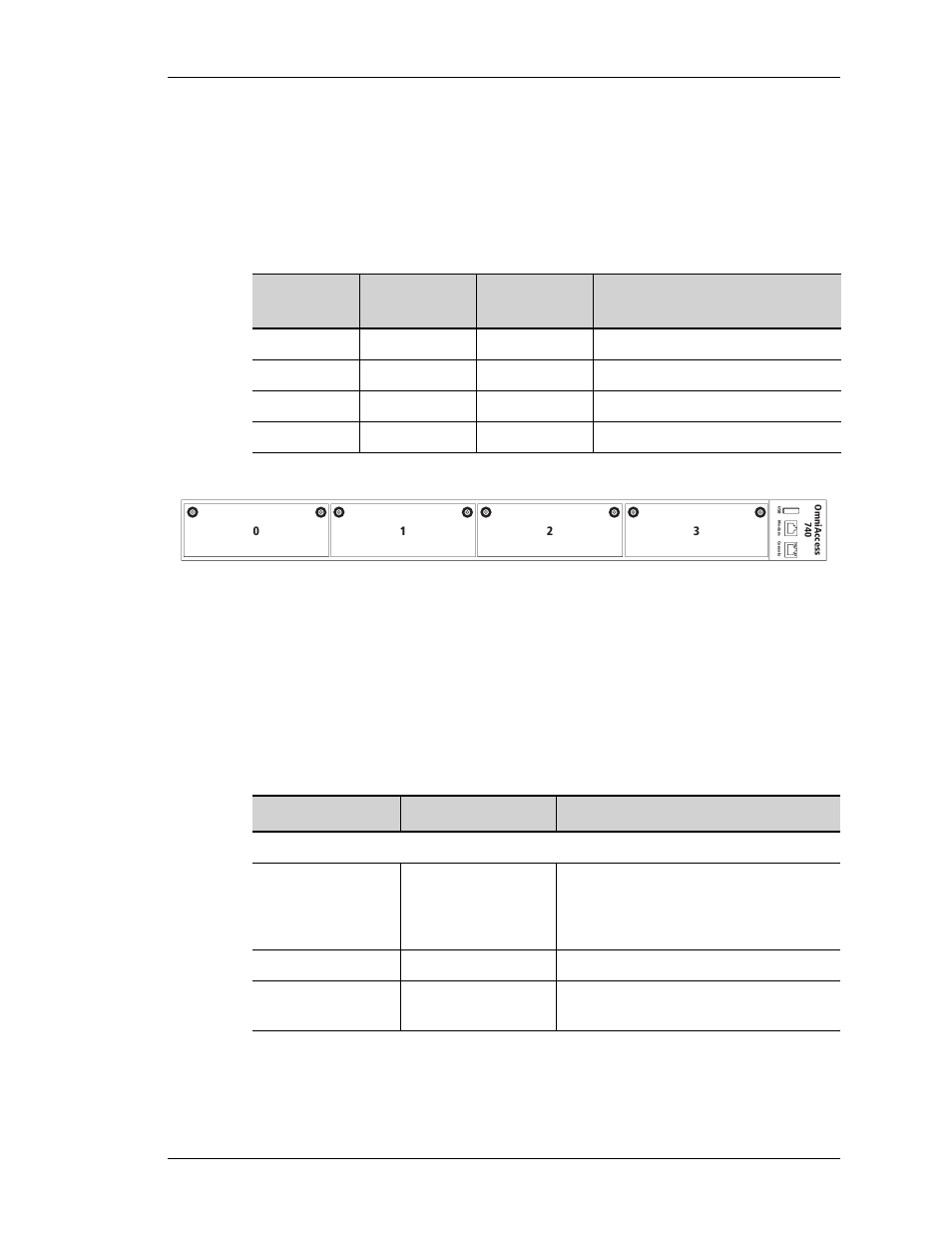 Oa-740 (4-slot chassis) 11, Slot numbers 11, Led status 11 | Beta | Alcatel-Lucent OMNIACCESS 740 User Manual | Page 19 / 92