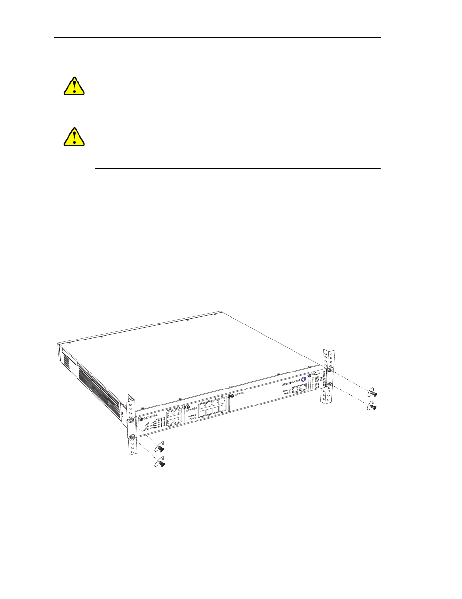 Installing the oa-740 in the rack, Rack mounting the oa-740 38, Beta | Oa-740 | Alcatel-Lucent OMNIACCESS 740 User Manual | Page 46 / 92