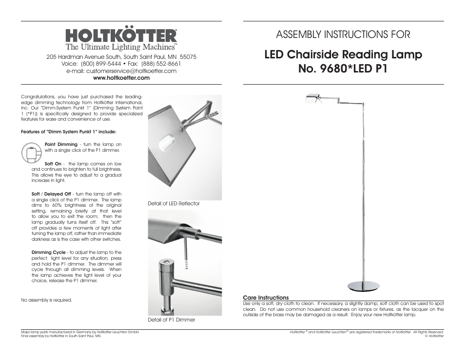 Holtkoetter 9680LEDP1 User Manual | 1 page