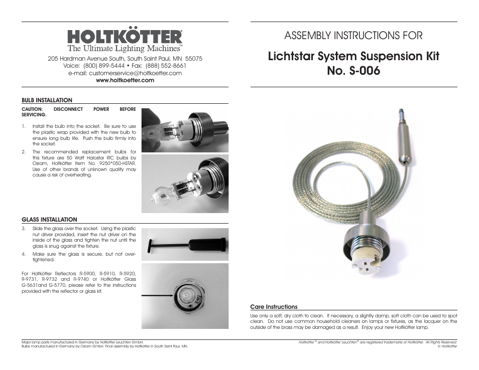 Lichtstar system suspension kit no. s-006, Assembly instructions for | Holtkoetter C8120-G User Manual | Page 3 / 4