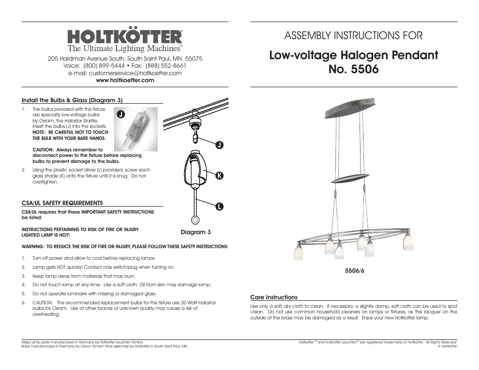 Holtkoetter 5506 User Manual | 2 pages