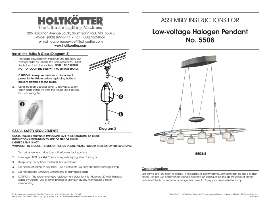 Holtkoetter 5508 User Manual | 2 pages