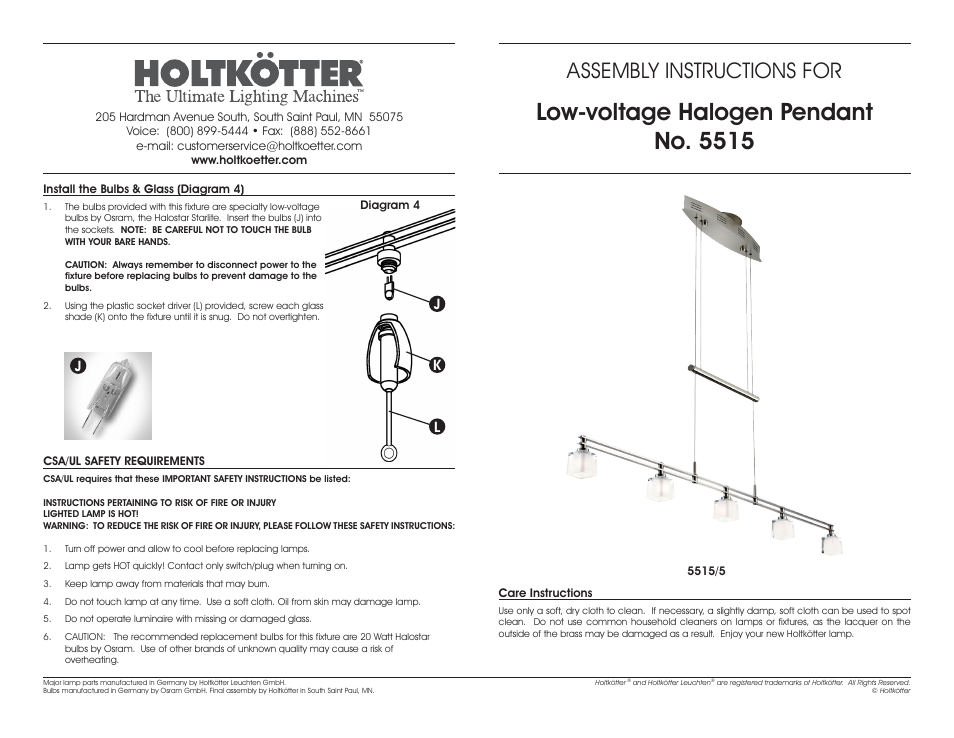 Holtkoetter 5515 User Manual | 2 pages