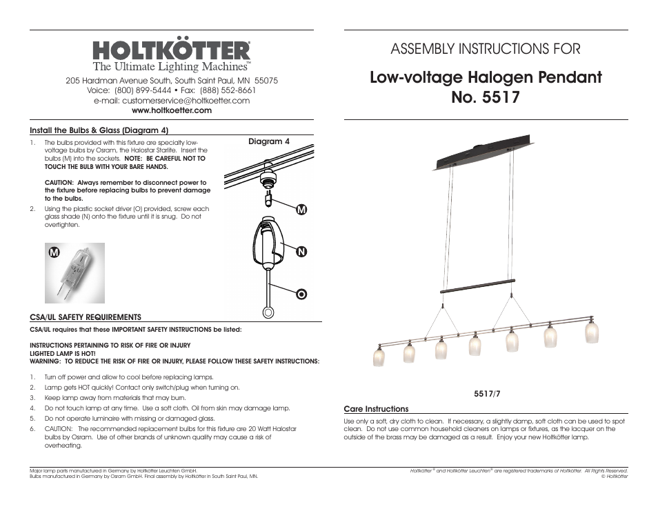 Holtkoetter 5517 User Manual | 2 pages