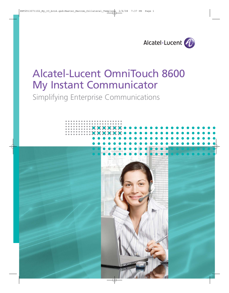 Alcatel-Lucent OmniTouch 8600 User Manual | 8 pages