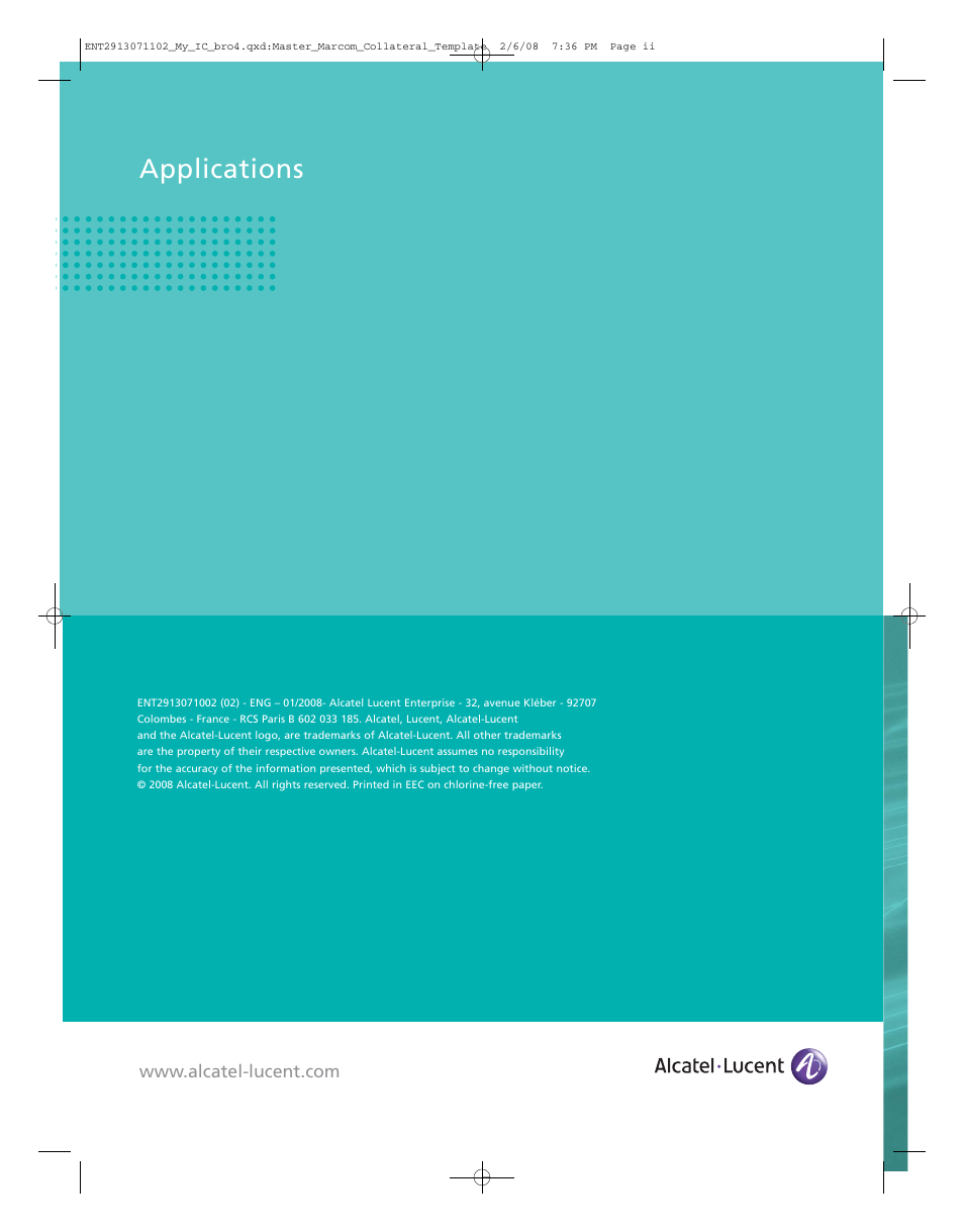 Applications | Alcatel-Lucent OmniTouch 8600 User Manual | Page 8 / 8