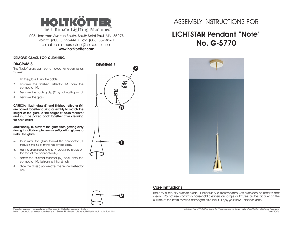 G5770, Assembly instructions for | Holtkoetter C8110-G5770 User Manual | Page 3 / 4