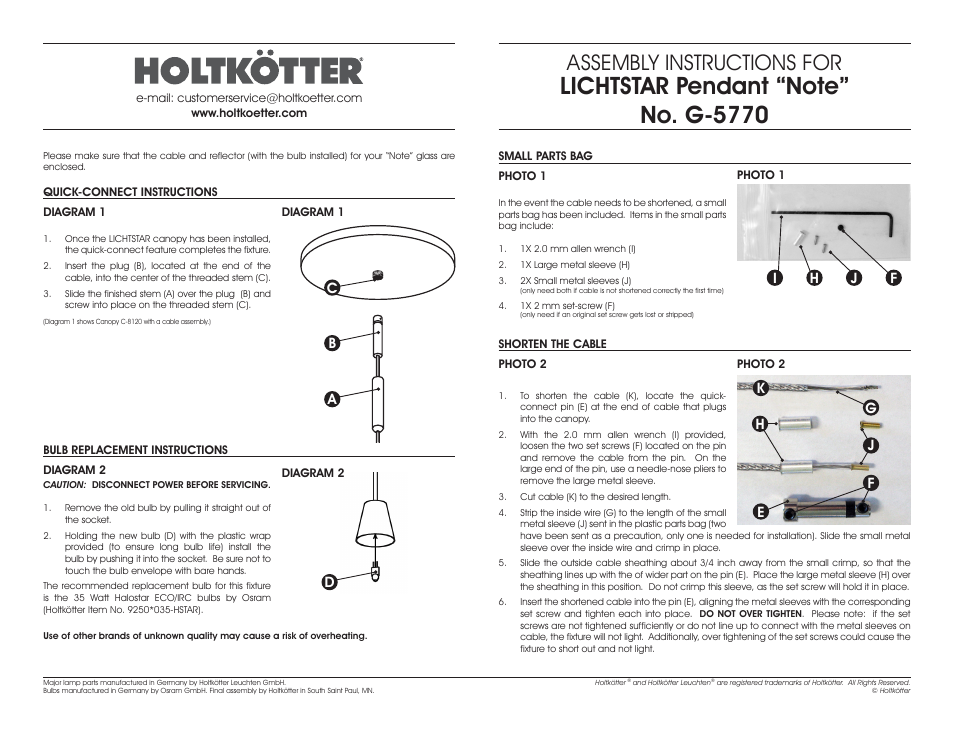 Assembly instructions for | Holtkoetter C8110-G5770 User Manual | Page 4 / 4