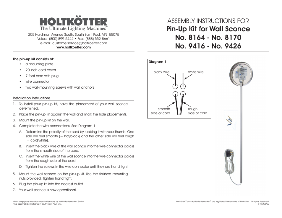 Holtkoetter PUK9426 User Manual | 1 page