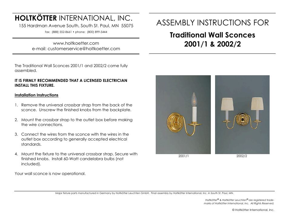 Holtkoetter 2002 User Manual | 1 page