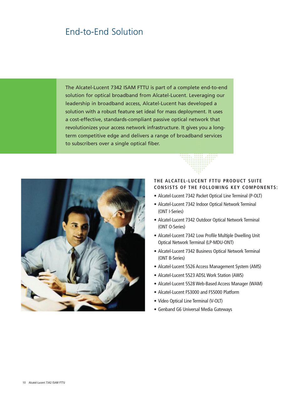 End-to-end solution | Alcatel-Lucent 7342 ISAM FTTU User Manual | Page 10 / 12