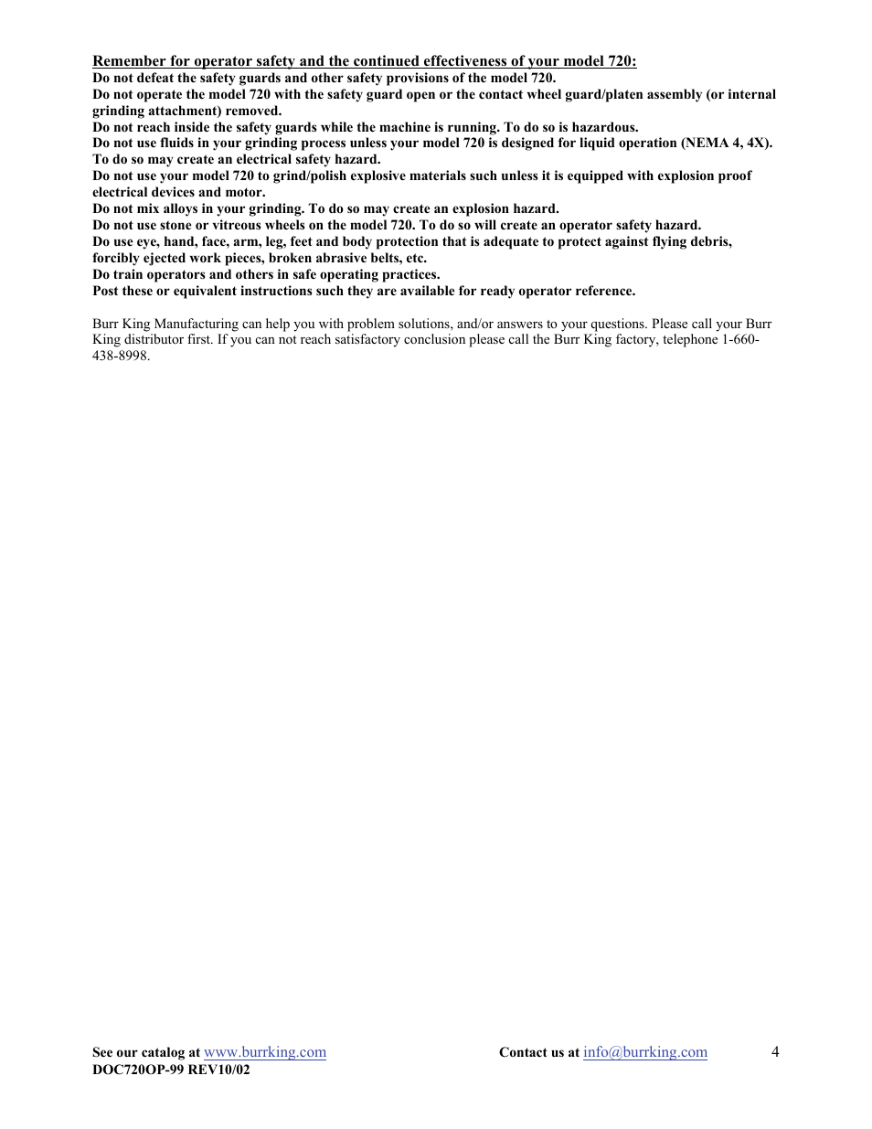 Burr King Model 720 User Manual | Page 10 / 12