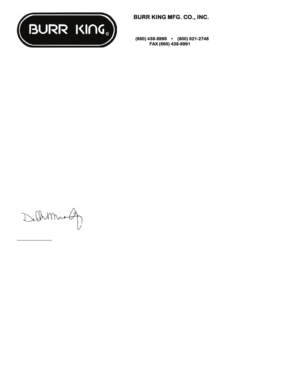 Letter of authenticity | Burr King Model 960-272 User Manual | Page 3 / 23