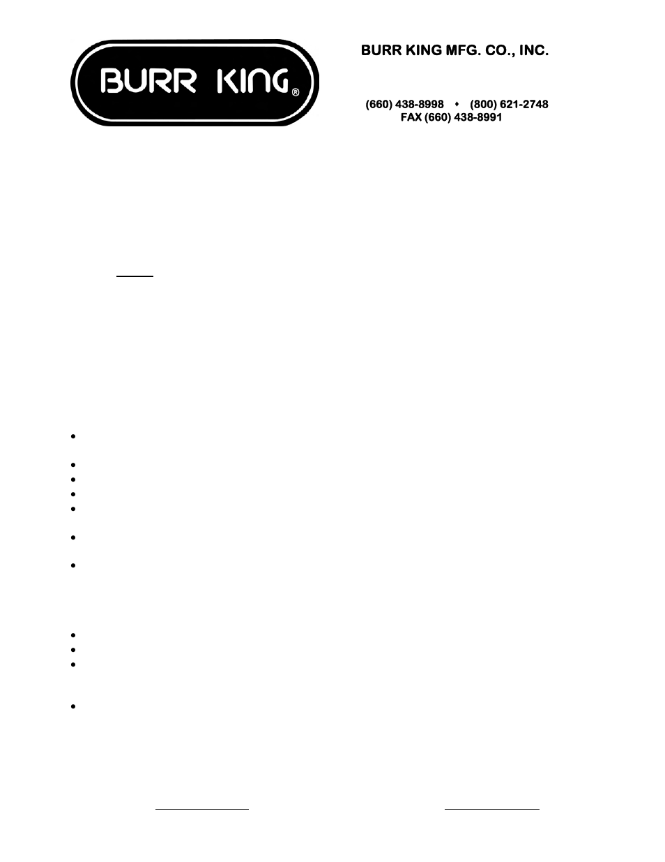 Burr King Model 960-251 User Manual | 20 pages