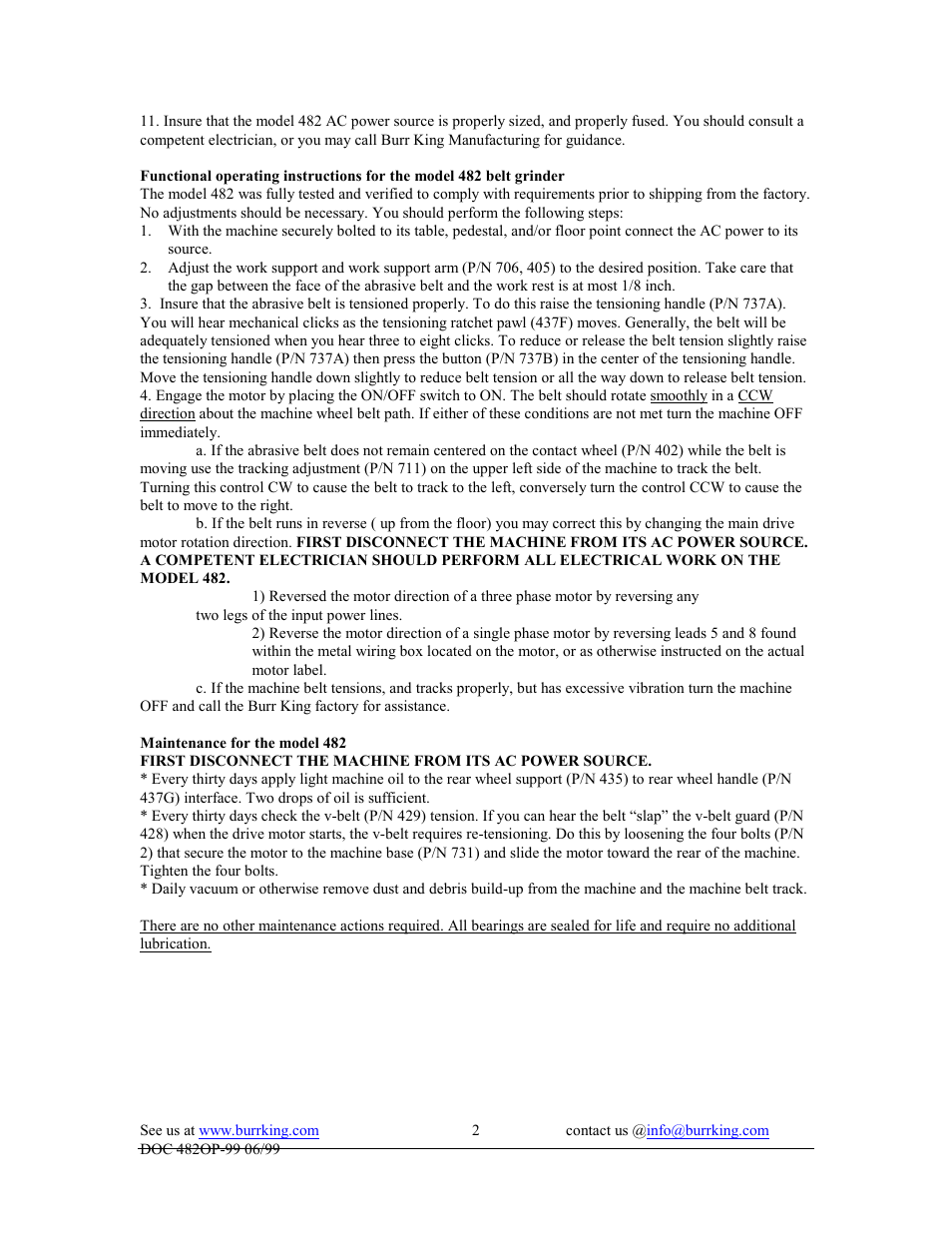 Burr King Model 482 User Manual | Page 10 / 18