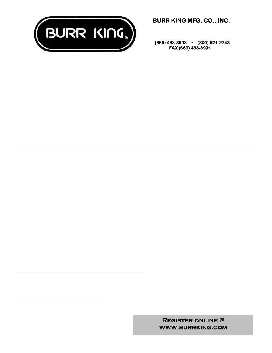 Burr king mfg. co., inc | Burr King Model 482 User Manual | Page 2 / 18