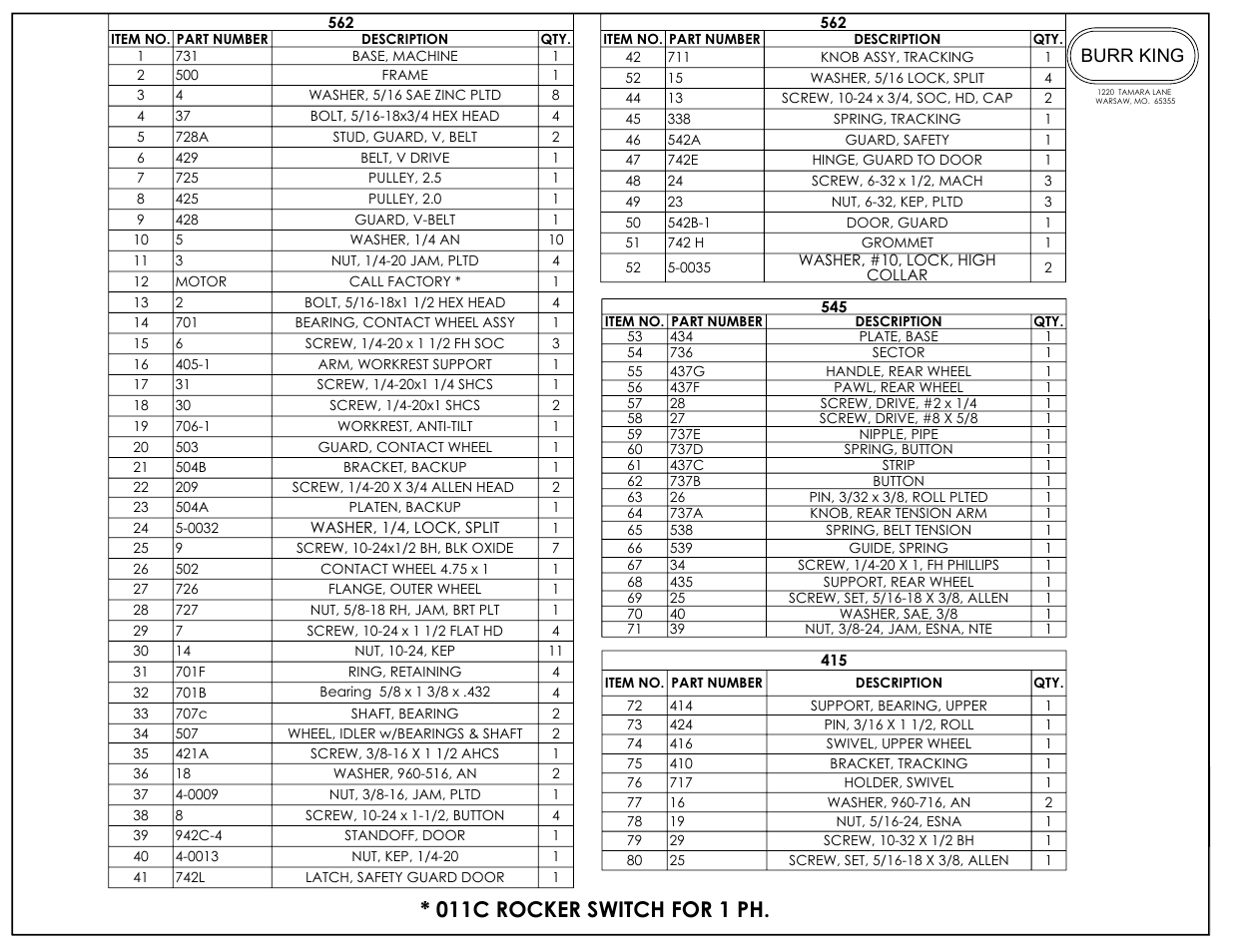 Burr King Model 562 User Manual | Page 11 / 16