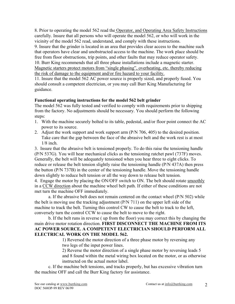 Burr King Model 562 User Manual | Page 8 / 16