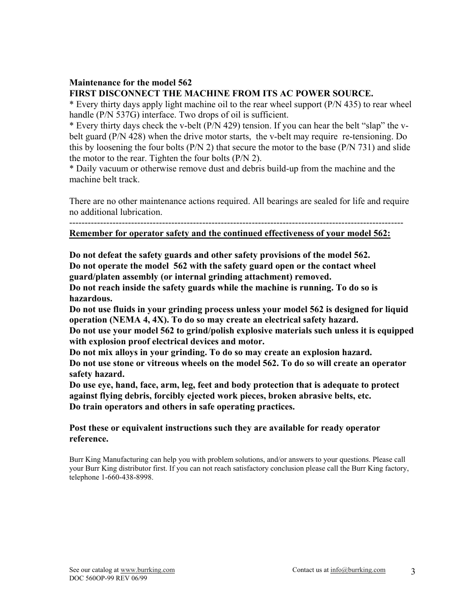 Burr King Model 562 User Manual | Page 9 / 16