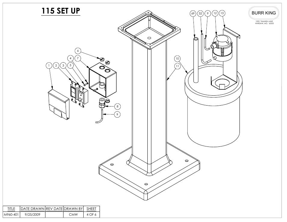 115 set up, Burr king | Burr King Model 960-401 User Manual | Page 18 / 20