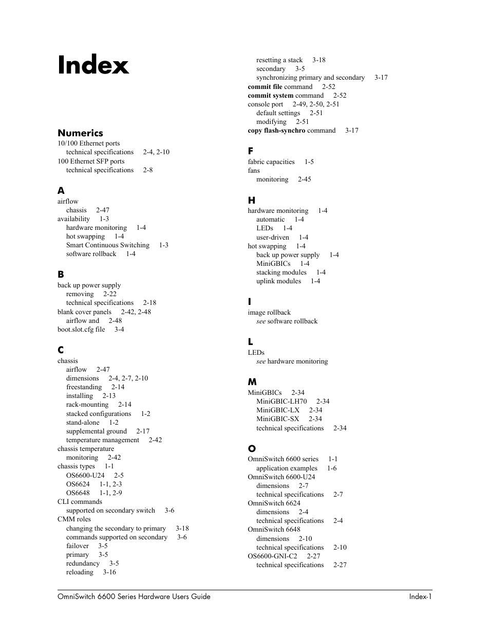 Index, Index-1, Numerics | Alcatel-Lucent Omni 6624 User Manual | Page 113 / 114