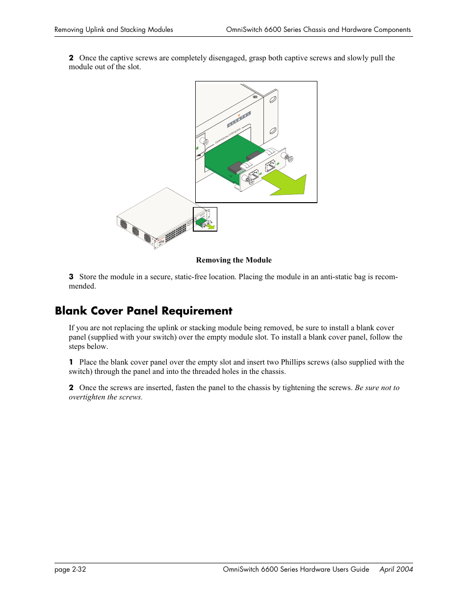 Blank cover panel requirement, Blank cover panel requirement -32 | Alcatel-Lucent Omni 6624 User Manual | Page 52 / 114