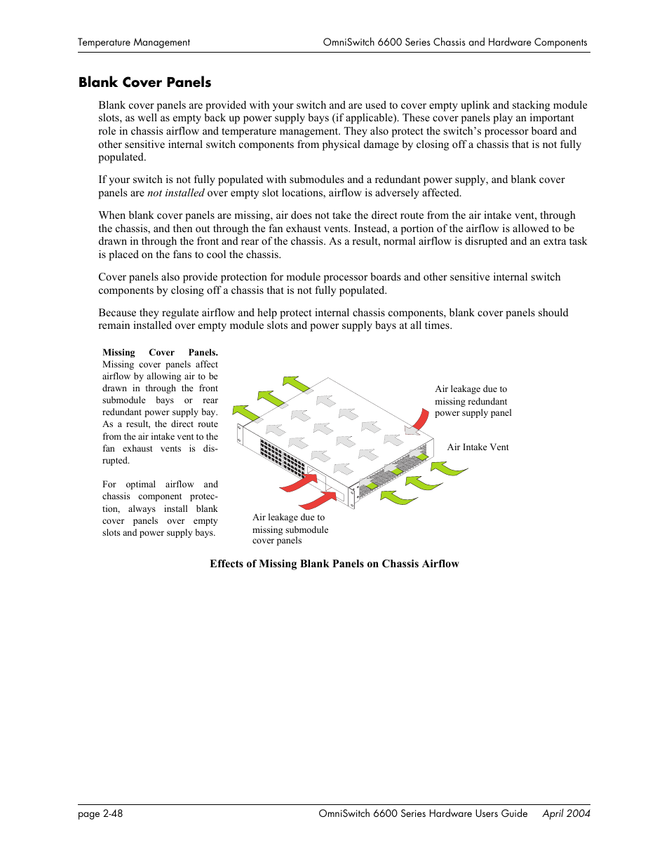 Blank cover panels, Blank cover panels -48 | Alcatel-Lucent Omni 6624 User Manual | Page 68 / 114