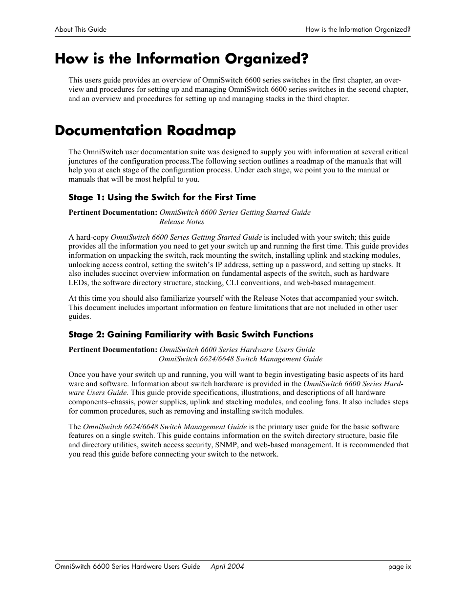 How is the information organized, Documentation roadmap | Alcatel-Lucent Omni 6624 User Manual | Page 9 / 114