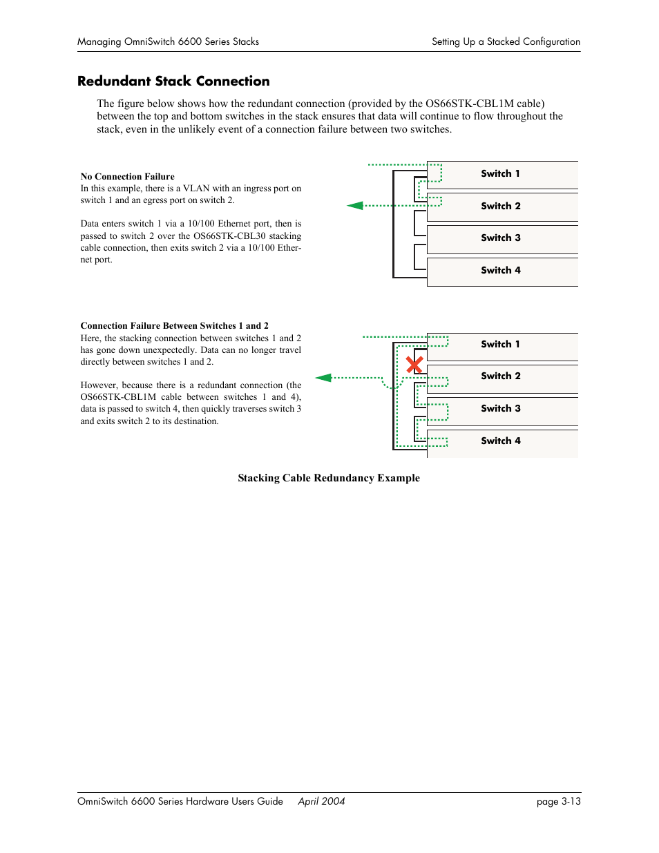 Redundant stack connection, Redundant stack connection -13 | Alcatel-Lucent Omni 6624 User Manual | Page 93 / 114