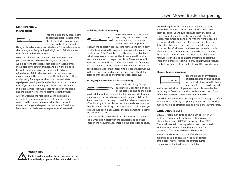 11 lawn mower blade sharpening | Burr King Oregon Model 760 With Mower Blade User Manual | Page 11 / 44
