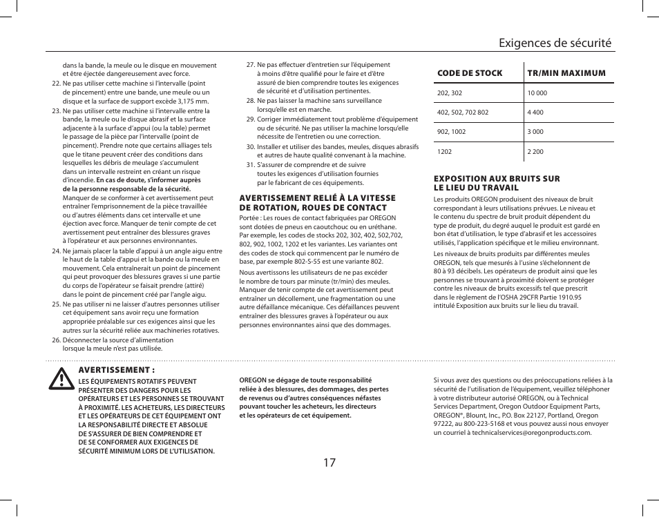 17 exigences de sécurité | Burr King Oregon Model 760 With Mower Blade User Manual | Page 17 / 44