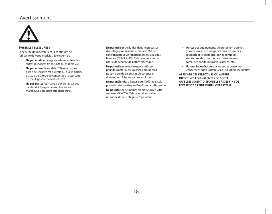 18 avertissement | Burr King Oregon Model 760 With Mower Blade User Manual | Page 18 / 44