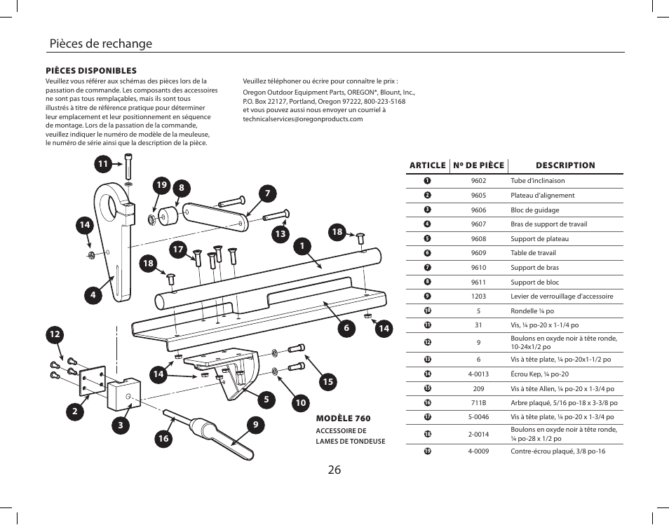 26 pièces de rechange | Burr King Oregon Model 760 With Mower Blade User Manual | Page 26 / 44