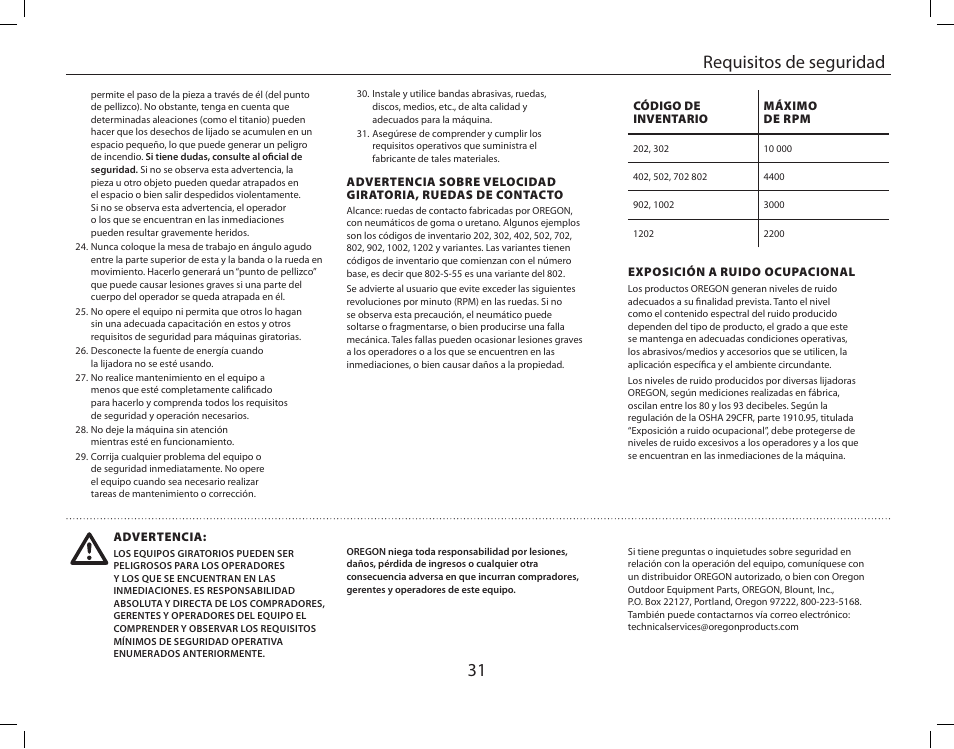 31 requisitos de seguridad | Burr King Oregon Model 760 With Mower Blade User Manual | Page 31 / 44