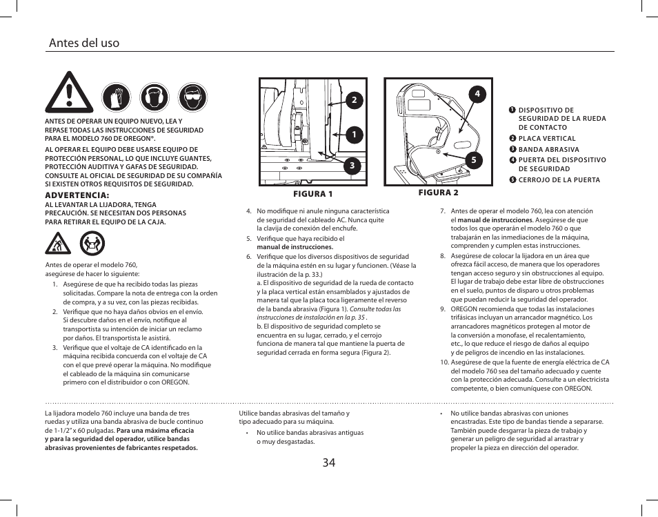 Antes del uso | Burr King Oregon Model 760 With Mower Blade User Manual | Page 34 / 44