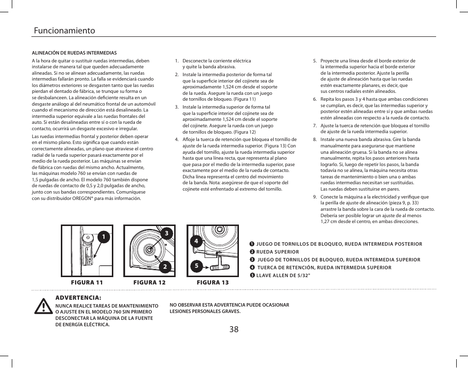 38 funcionamiento | Burr King Oregon Model 760 With Mower Blade User Manual | Page 38 / 44