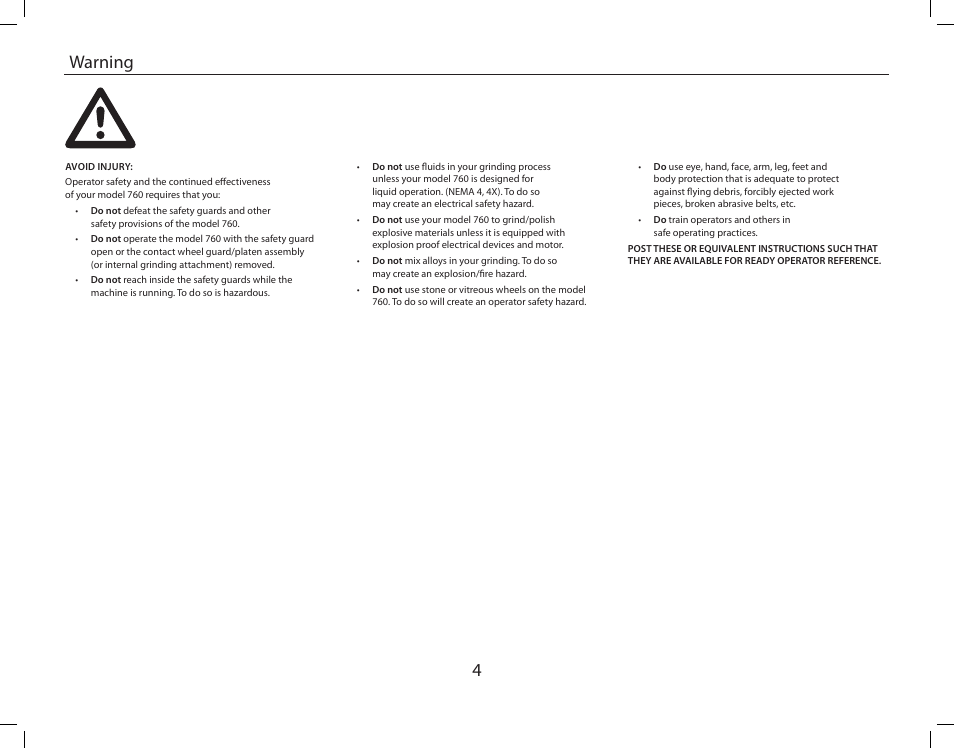 4warning | Burr King Oregon Model 760 With Mower Blade User Manual | Page 4 / 44