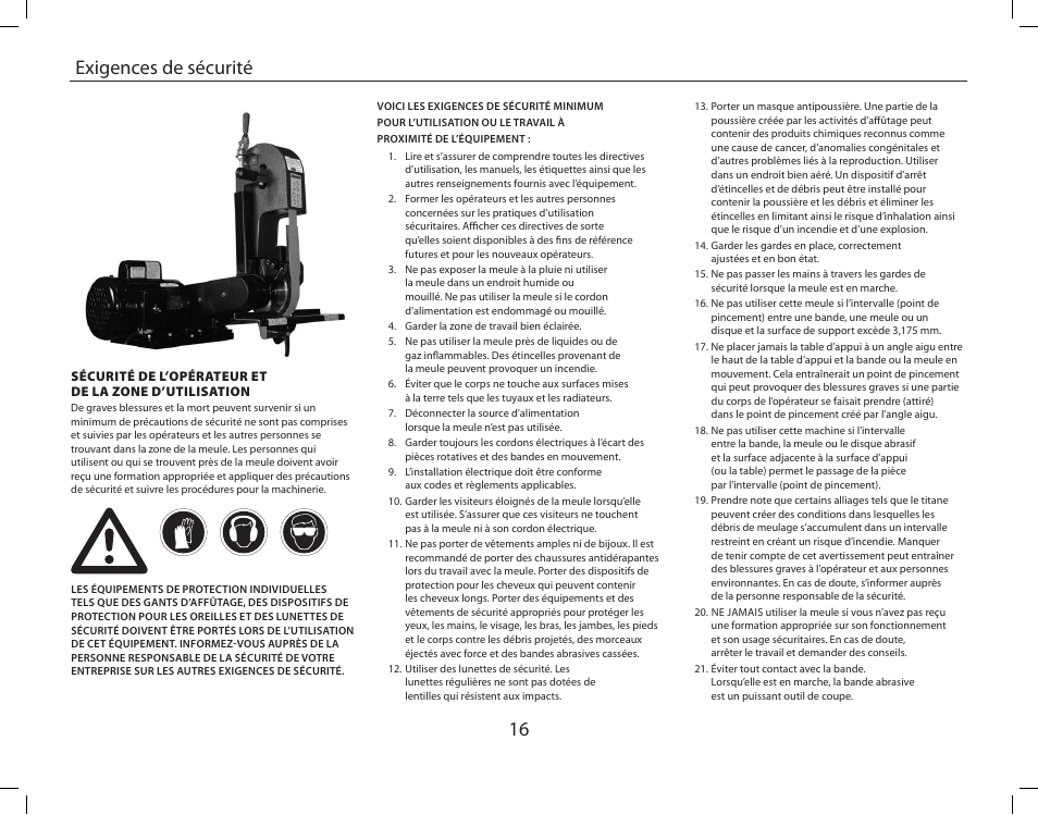 16 exigences de sécurité | Burr King Oregon Model X400 With Mower Blade User Manual | Page 16 / 44
