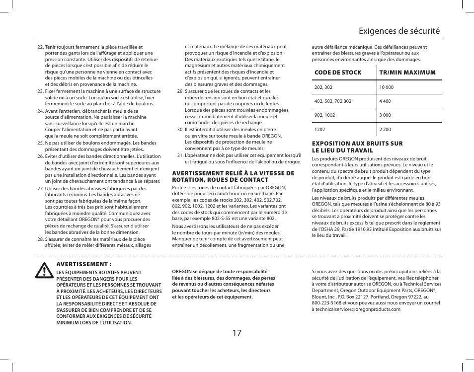 17 exigences de sécurité | Burr King Oregon Model X400 With Mower Blade User Manual | Page 17 / 44