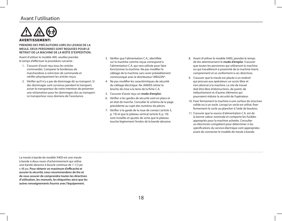 18 avant l’utilisation | Burr King Oregon Model X400 With Mower Blade User Manual | Page 18 / 44