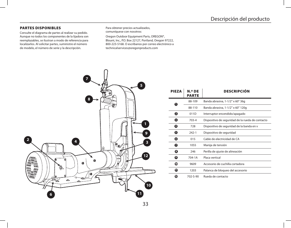 33 descripción del producto | Burr King Oregon Model X400 With Mower Blade User Manual | Page 33 / 44