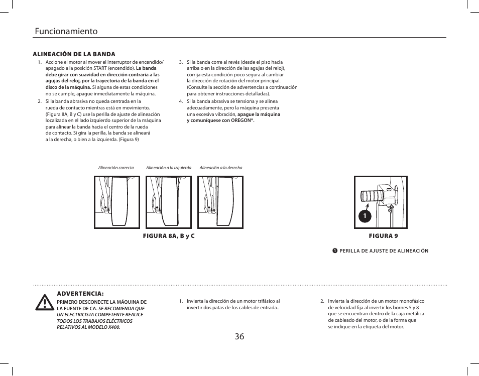 36 funcionamiento | Burr King Oregon Model X400 With Mower Blade User Manual | Page 36 / 44