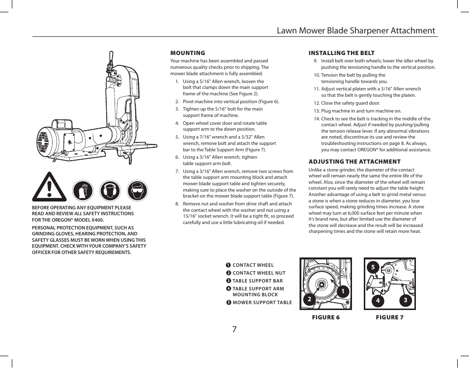 7lawn mower blade sharpener attachment | Burr King Oregon Model X400 With Mower Blade User Manual | Page 7 / 44