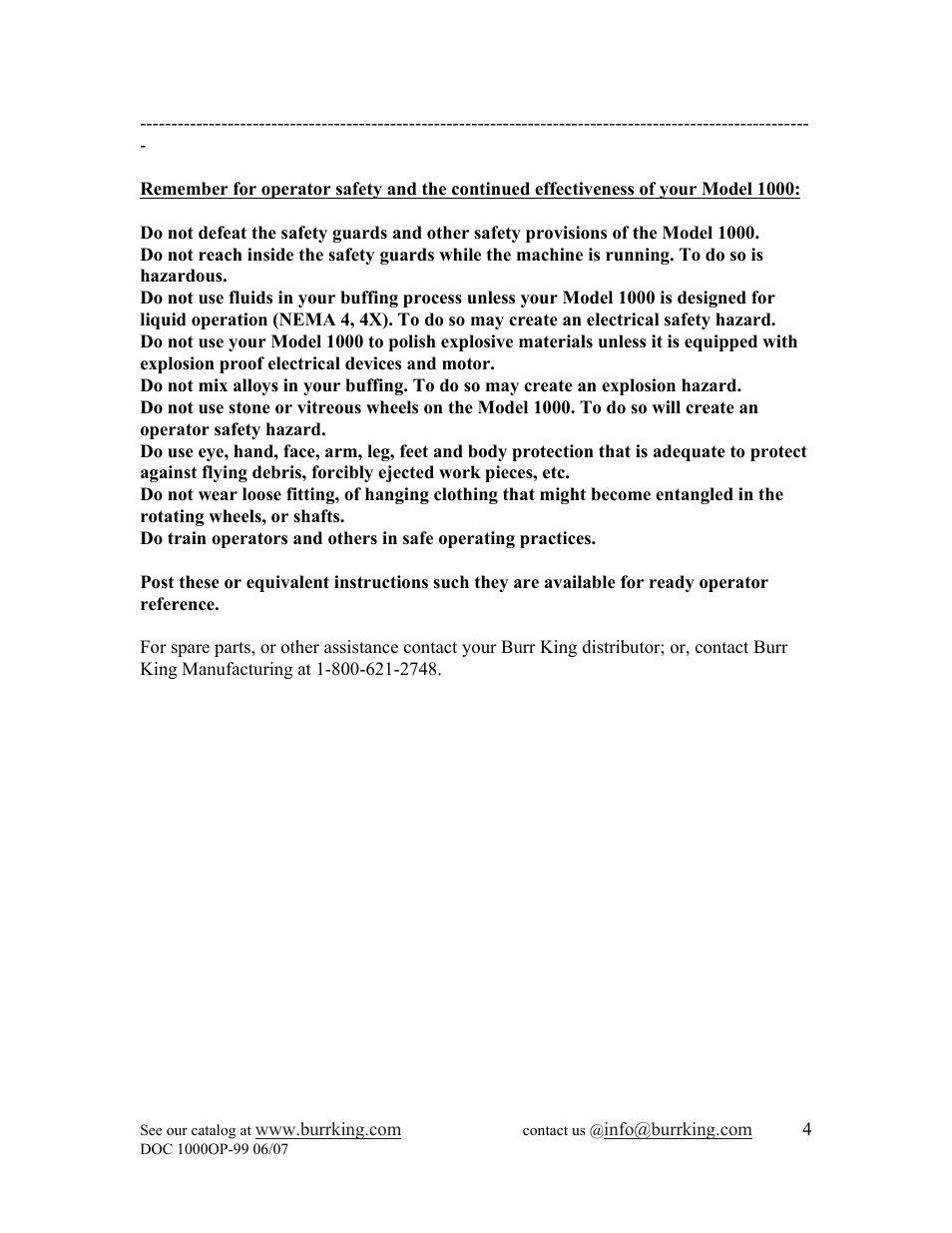 Burr King Model 1000 User Manual | Page 10 / 16
