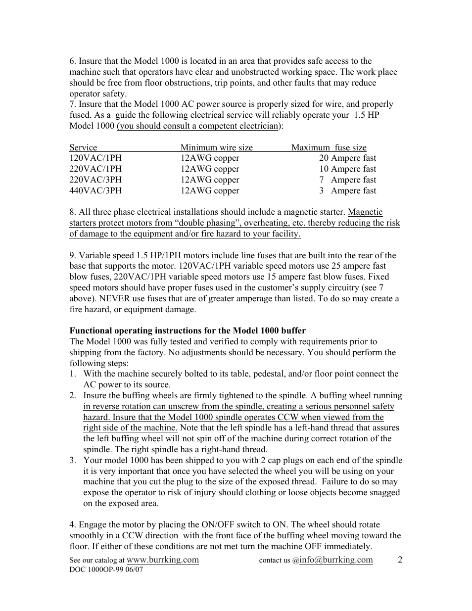 Burr King Model 1000 User Manual | Page 8 / 16