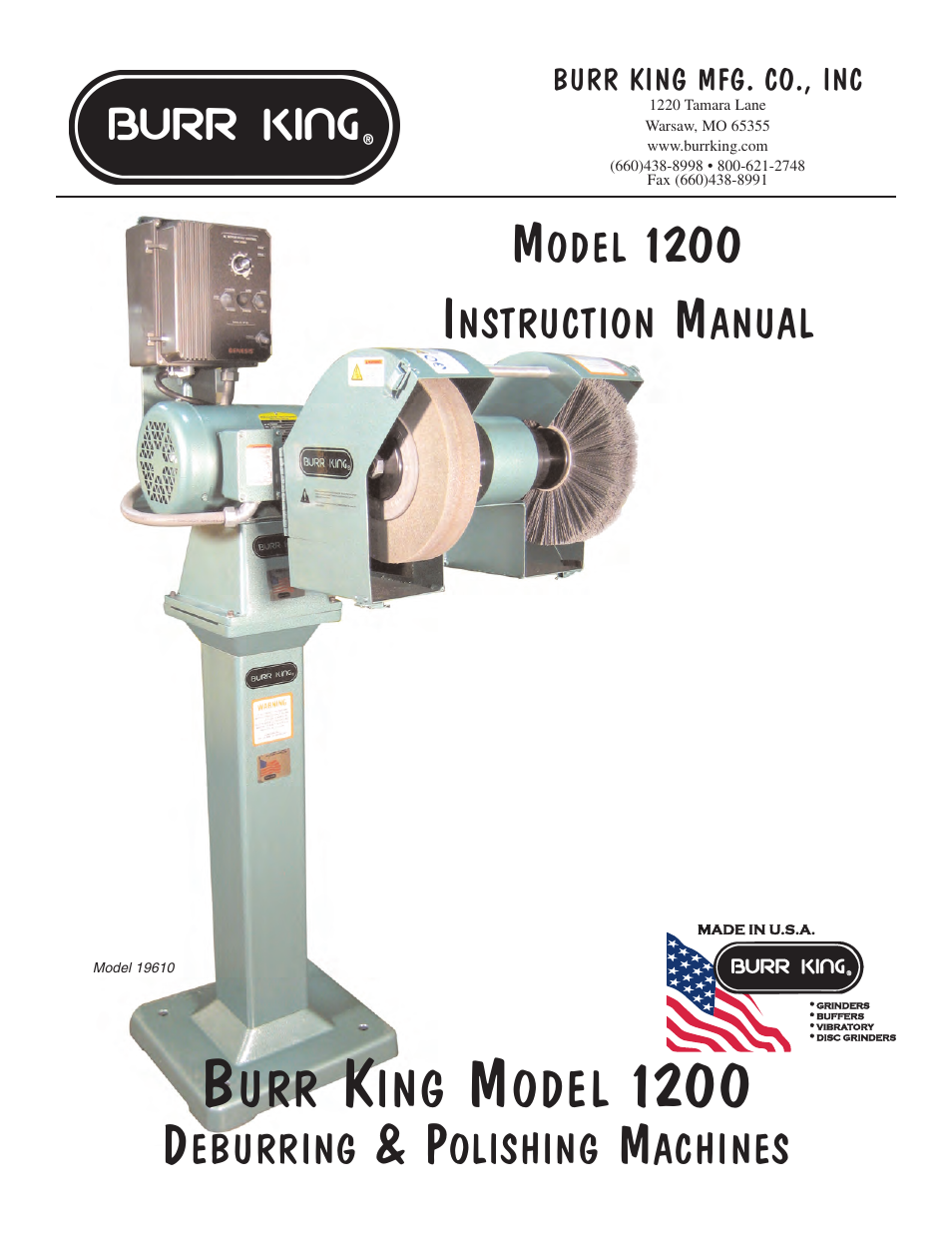Burr King Model 1200 User Manual | 16 pages