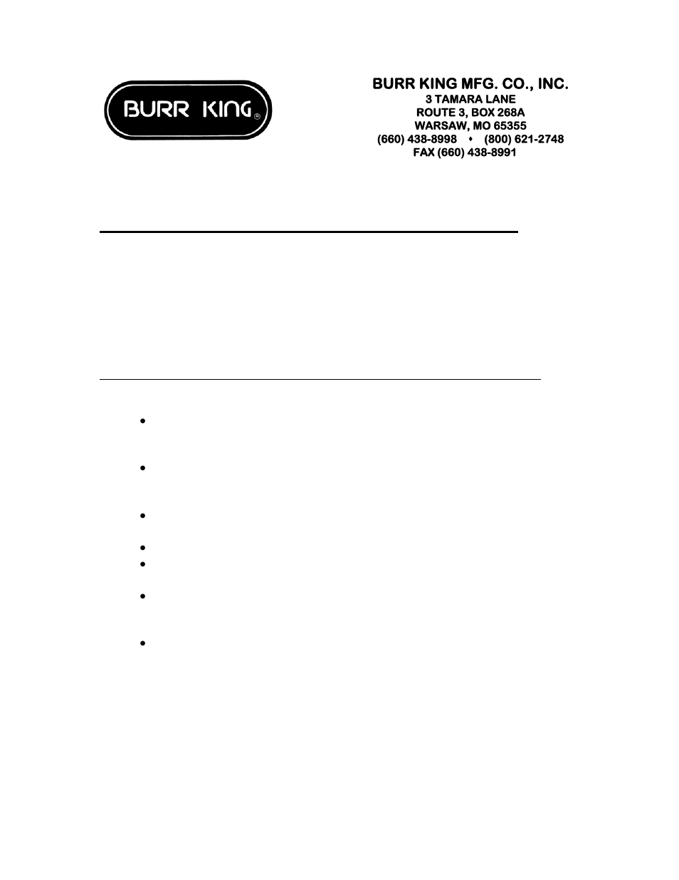 Operating instructions for the model 1200 buffer | Burr King Model 1200 User Manual | Page 7 / 16